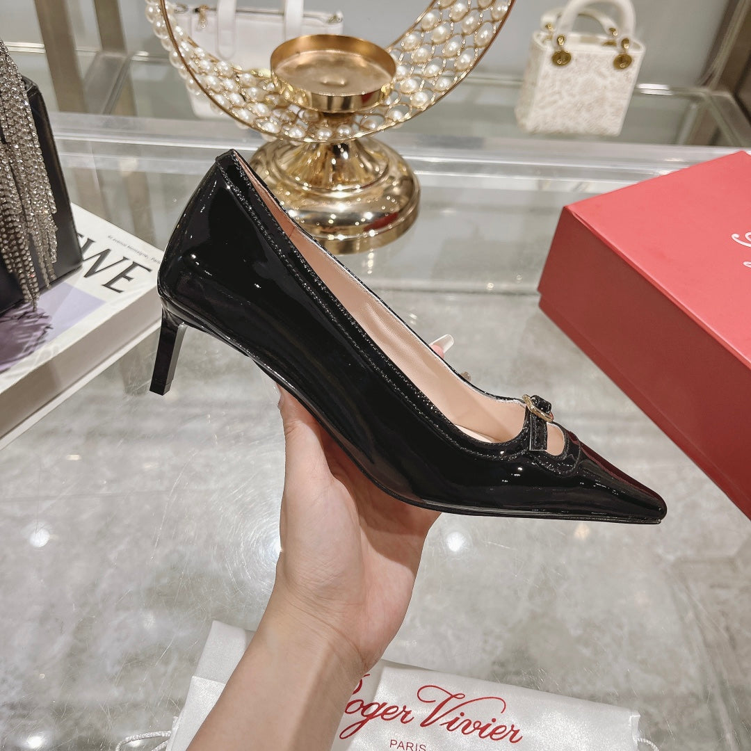 Viv Canard Pumps 55 Black Patent Leather
