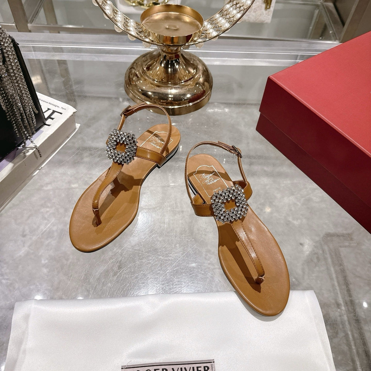 Viv 25 Thong Sandals Brown Cowhide 334690
