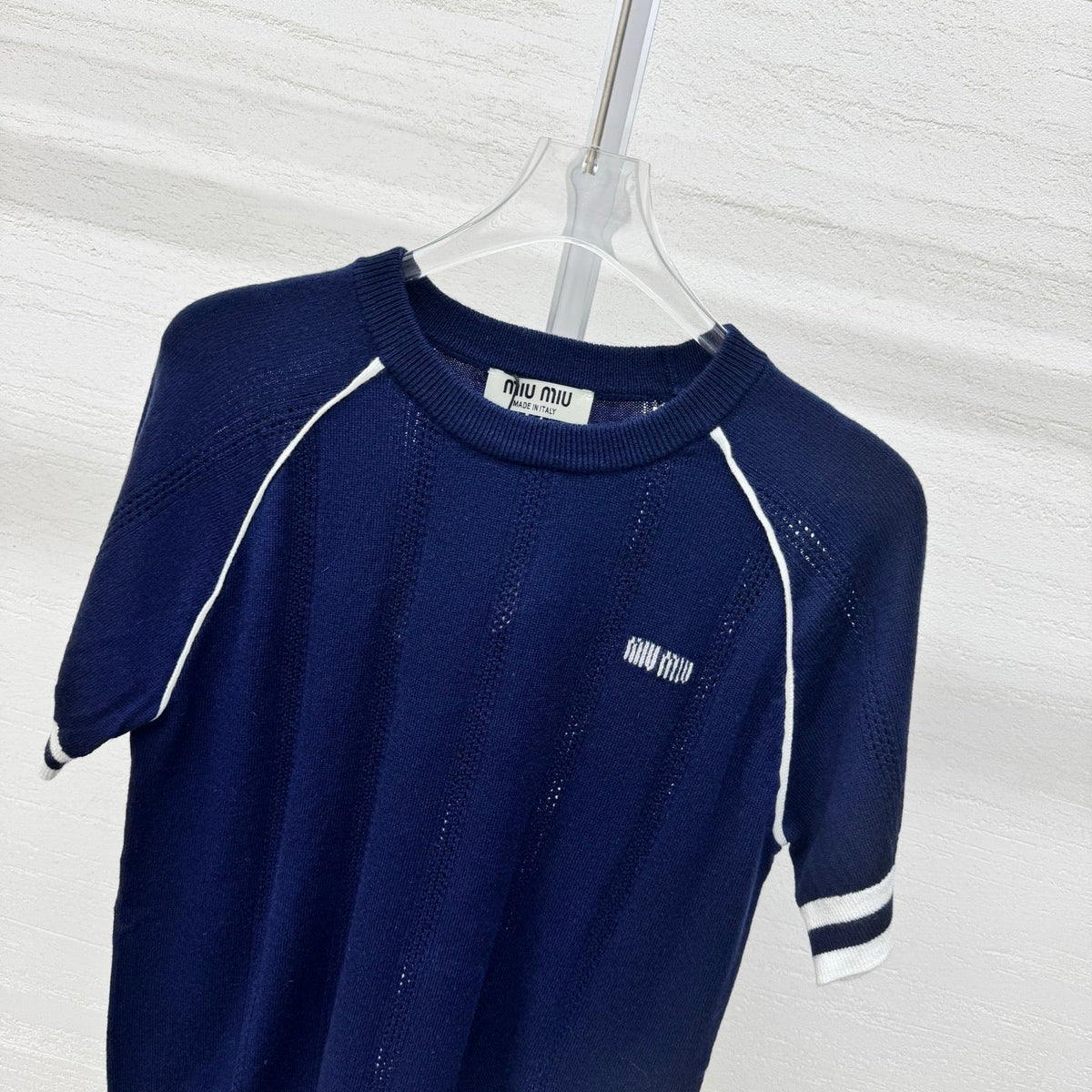 Miumiu 2026 T-shirt Blue White Wool Cashmere 356971