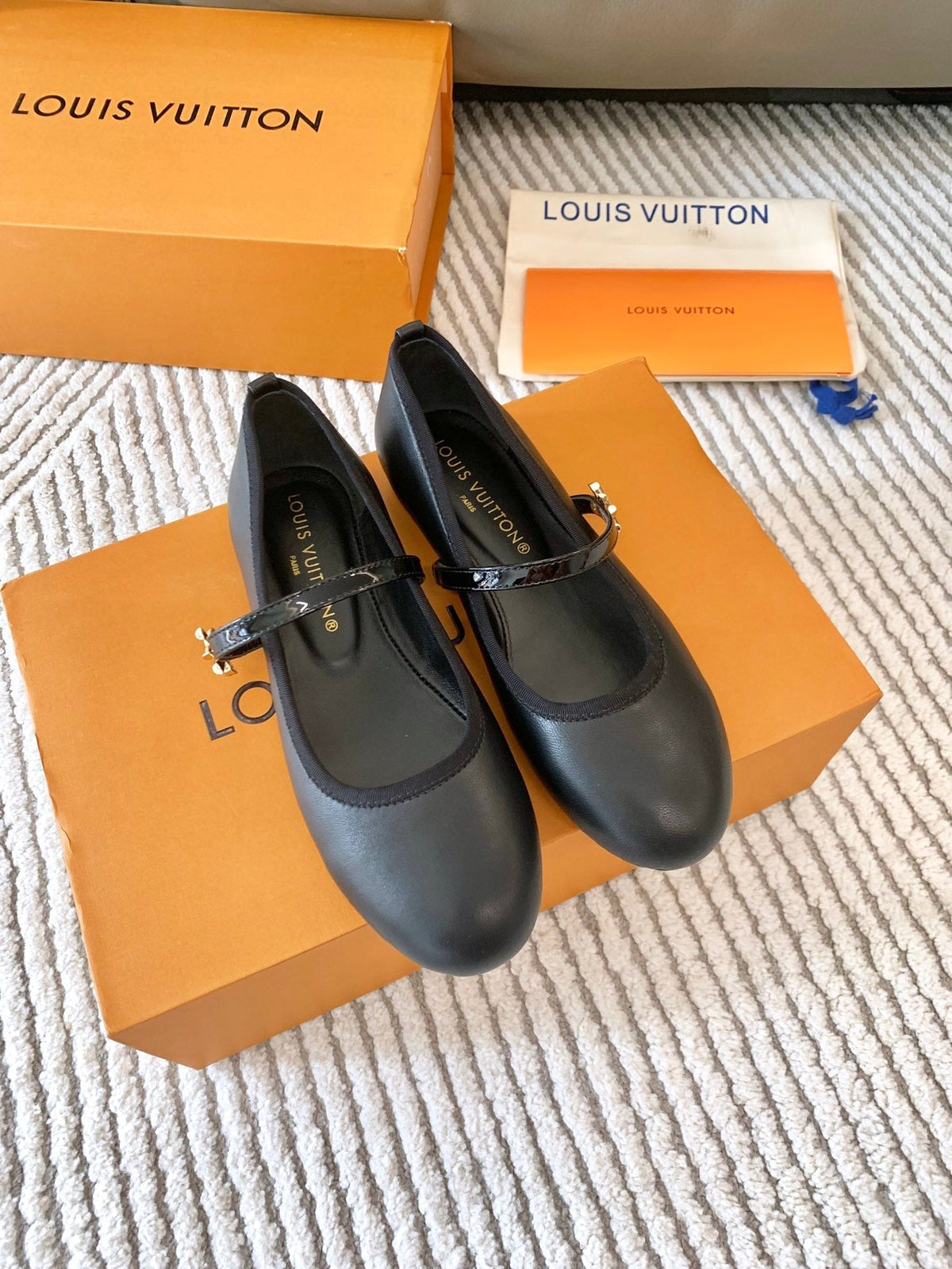 LV Romy Flat Ballerina Plain Black Lambskin