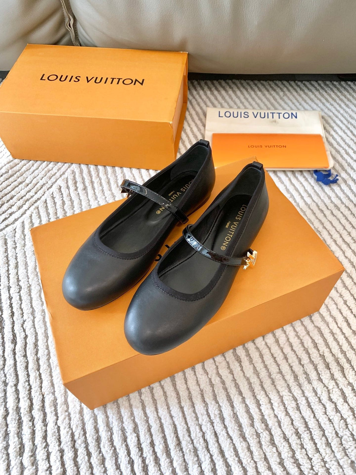 LV Romy Flat Ballerina Plain Black Lambskin