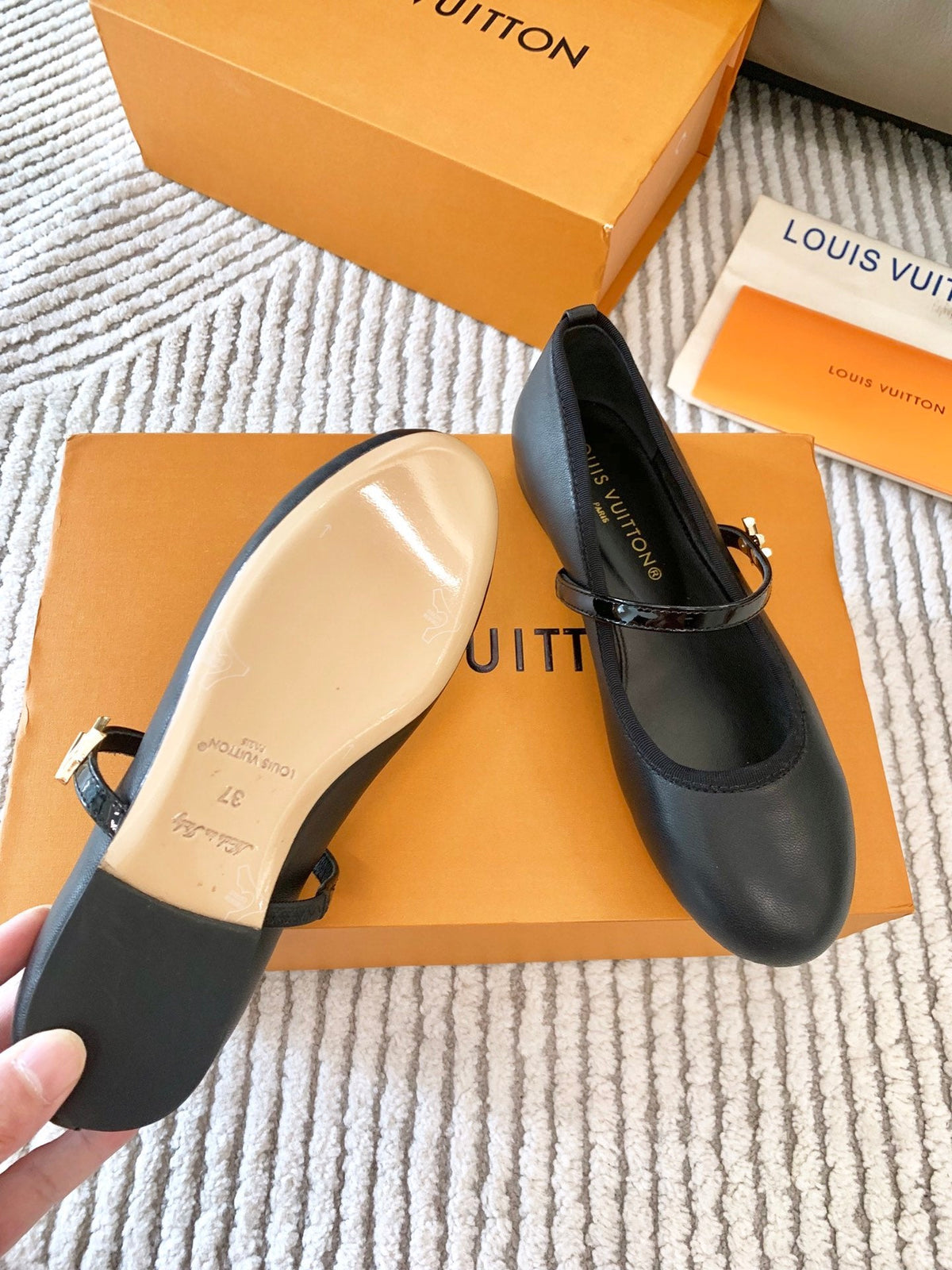 LV Romy Flat Ballerina Plain Black Lambskin