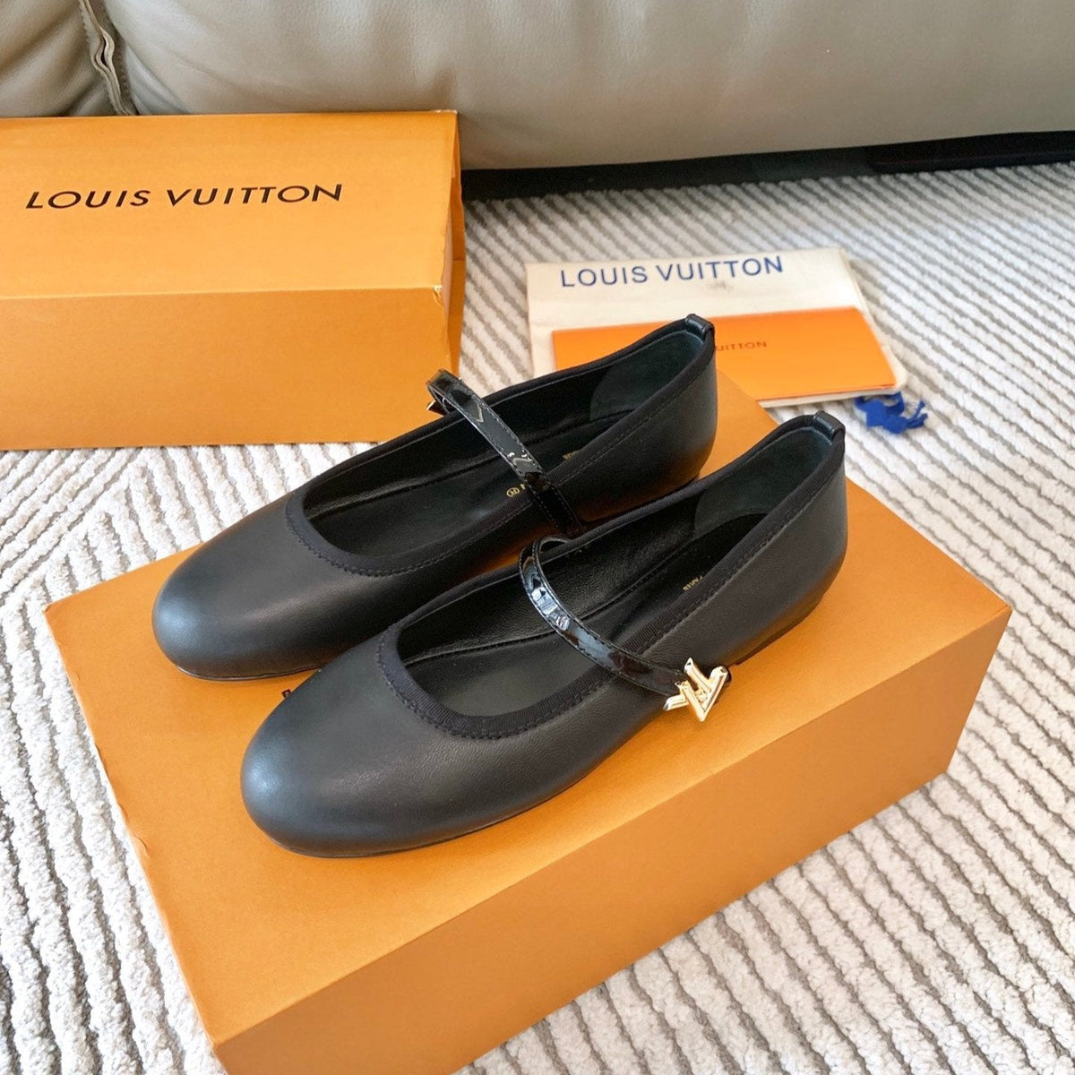 LV Romy Flat Ballerina Plain Black Lambskin