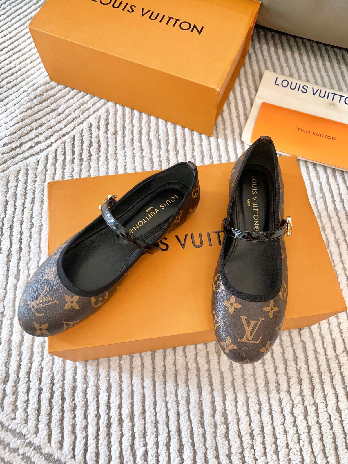 LV Romy Flat Ballerina Dark Brown Monogram Lambskin