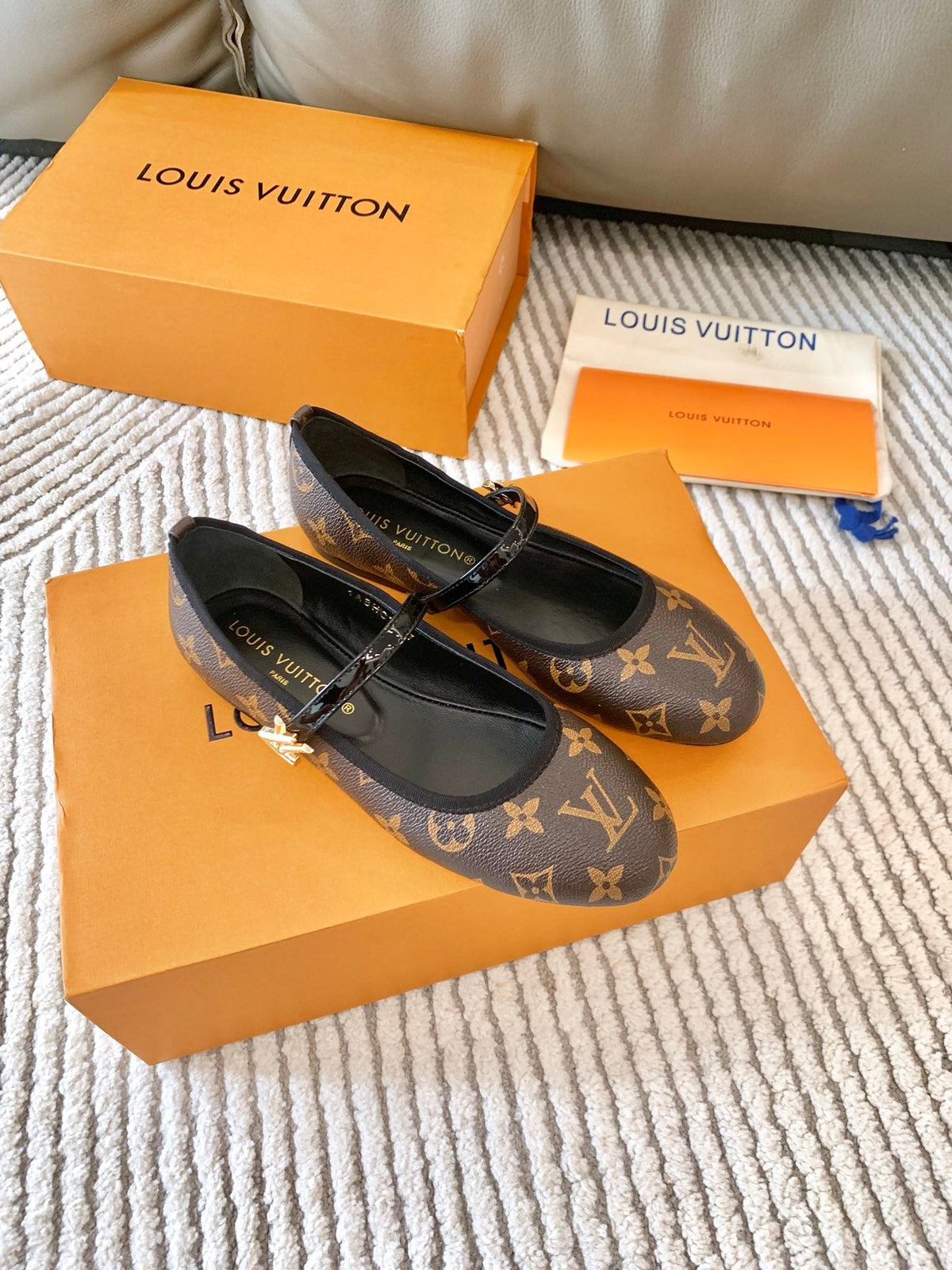 LV Romy Flat Ballerina Dark Brown Monogram Lambskin