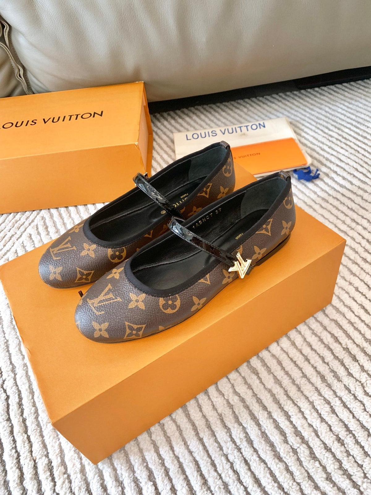 LV Romy Flat Ballerina Dark Brown Monogram Lambskin