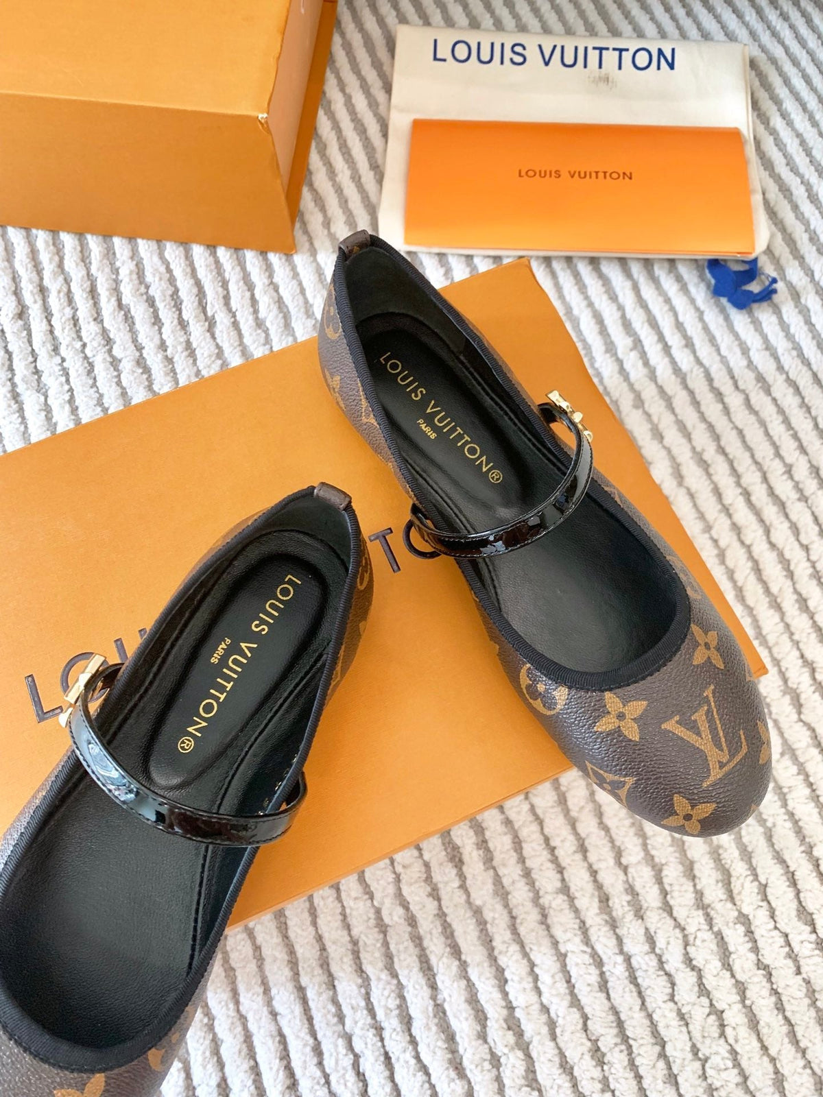 LV Romy Flat Ballerina Dark Brown Monogram Lambskin