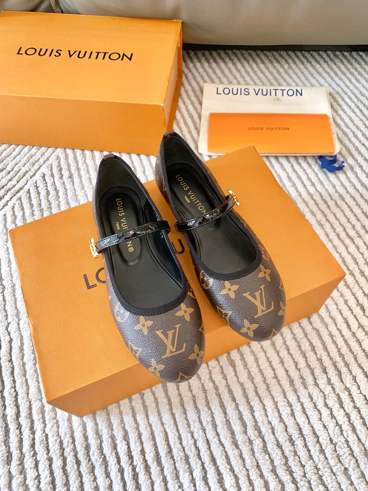 LV Romy Flat Ballerina Dark Brown Monogram Lambskin