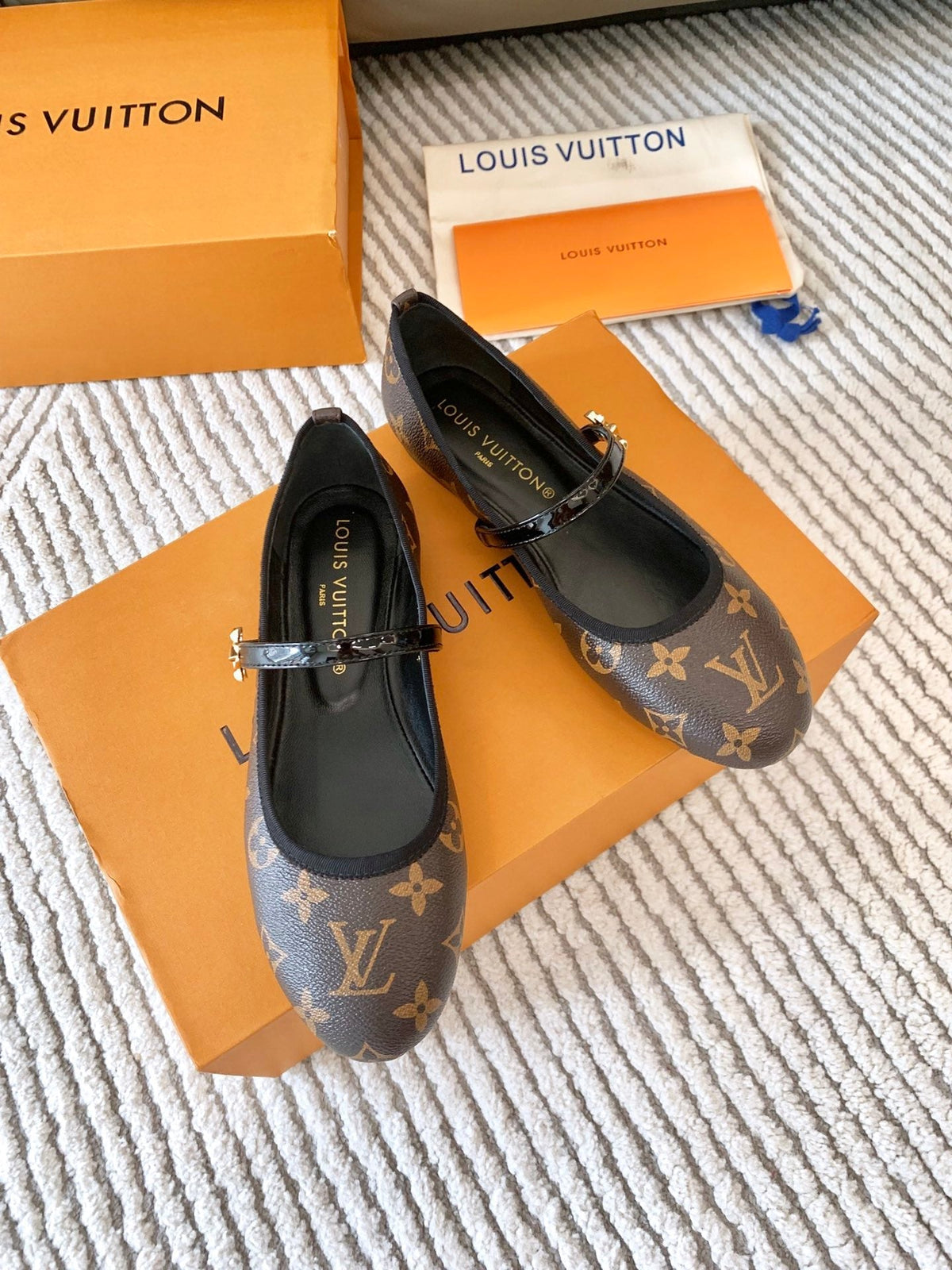 LV Romy Flat Ballerina Dark Brown Monogram Lambskin