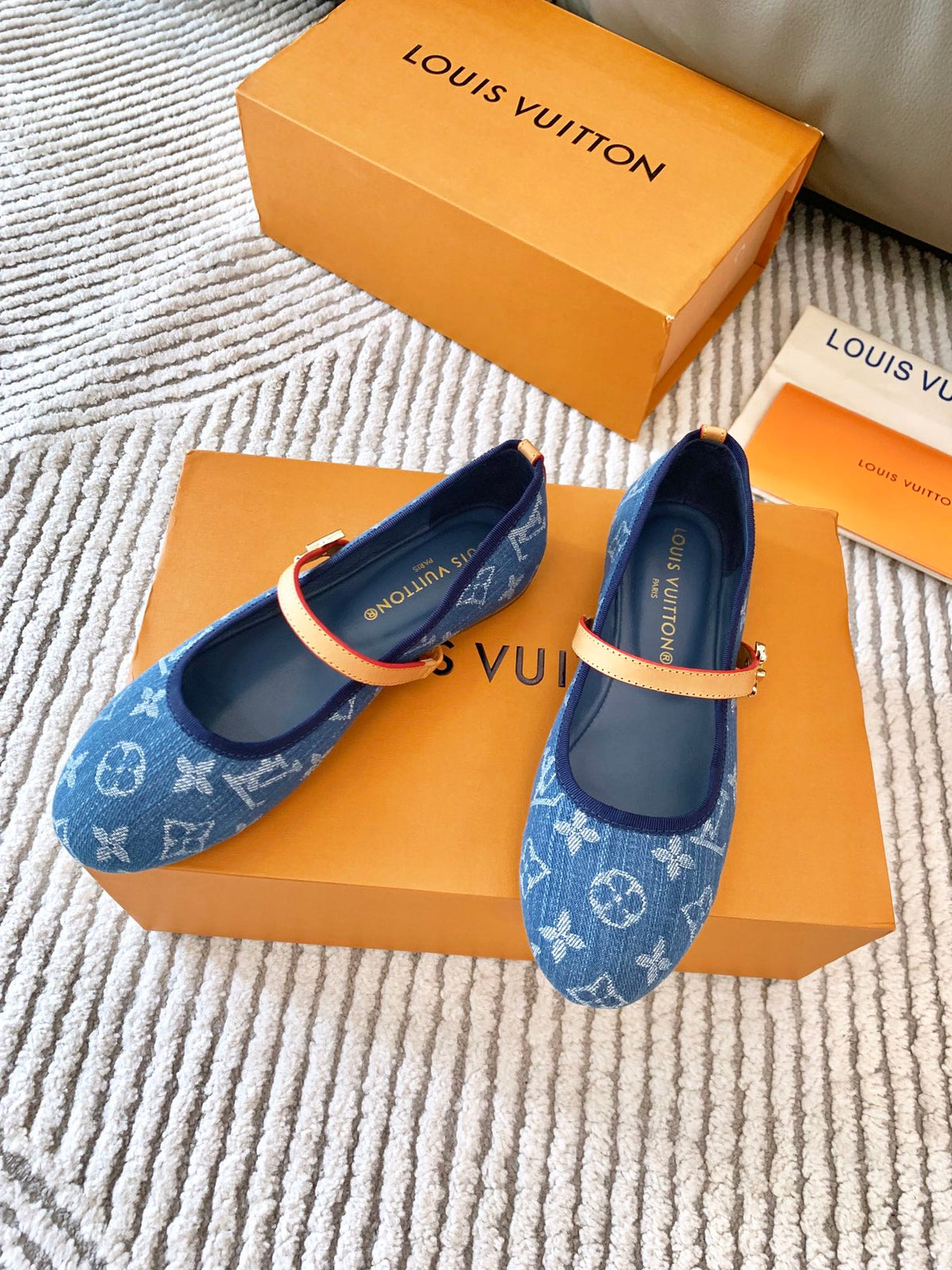 LV Romy Flat Ballerina Dark Blue Monogram Jacquard Fabric