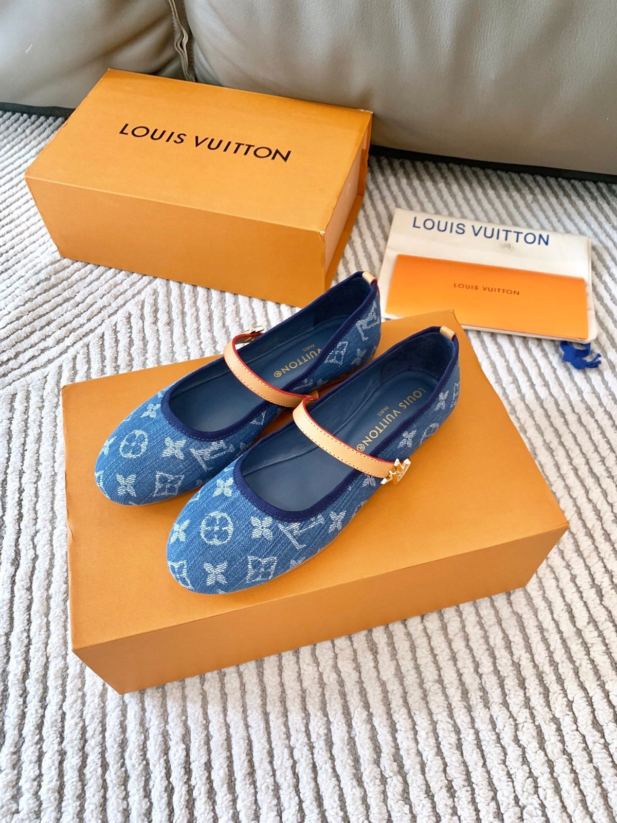 LV Romy Flat Ballerina Dark Blue Monogram Jacquard Fabric