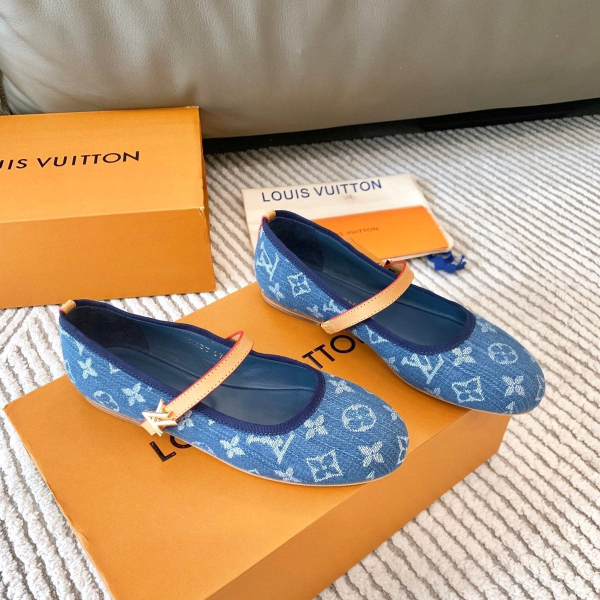 LV Romy Flat Ballerina Dark Blue Monogram Jacquard Fabric