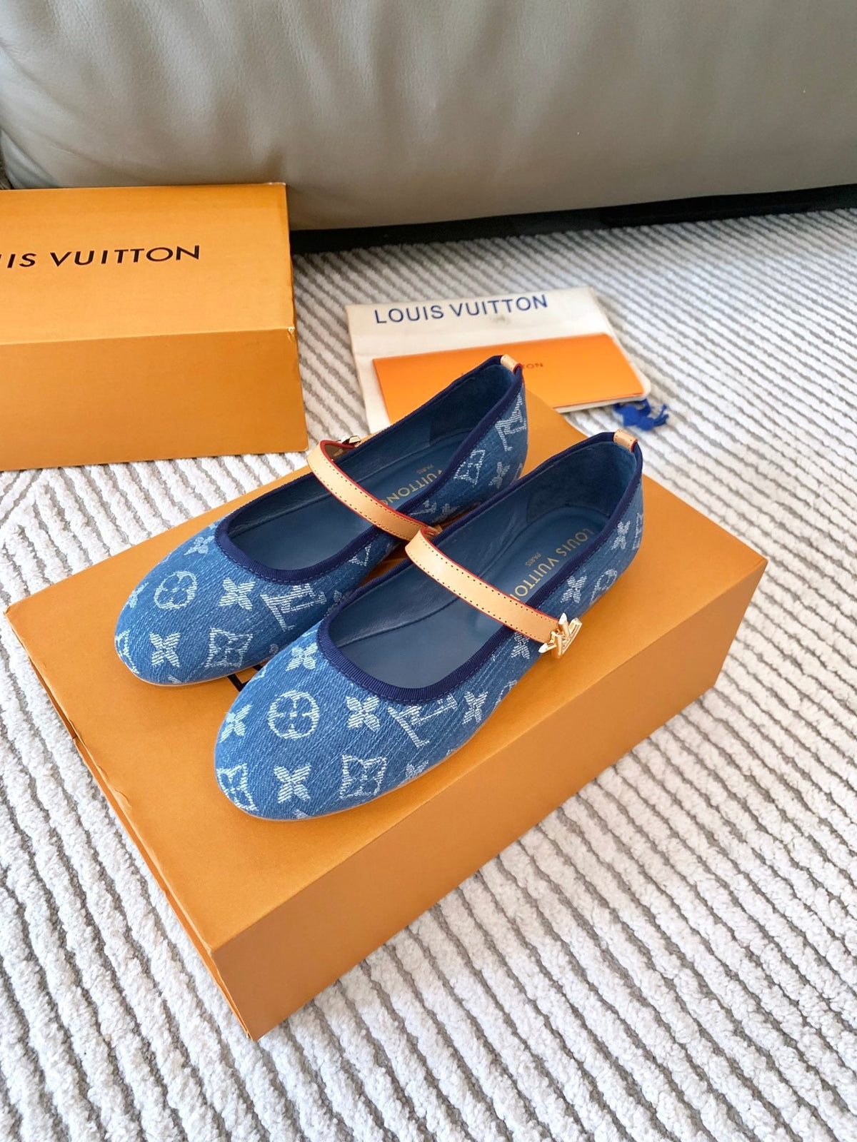 LV Romy Flat Ballerina Dark Blue Monogram Jacquard Fabric