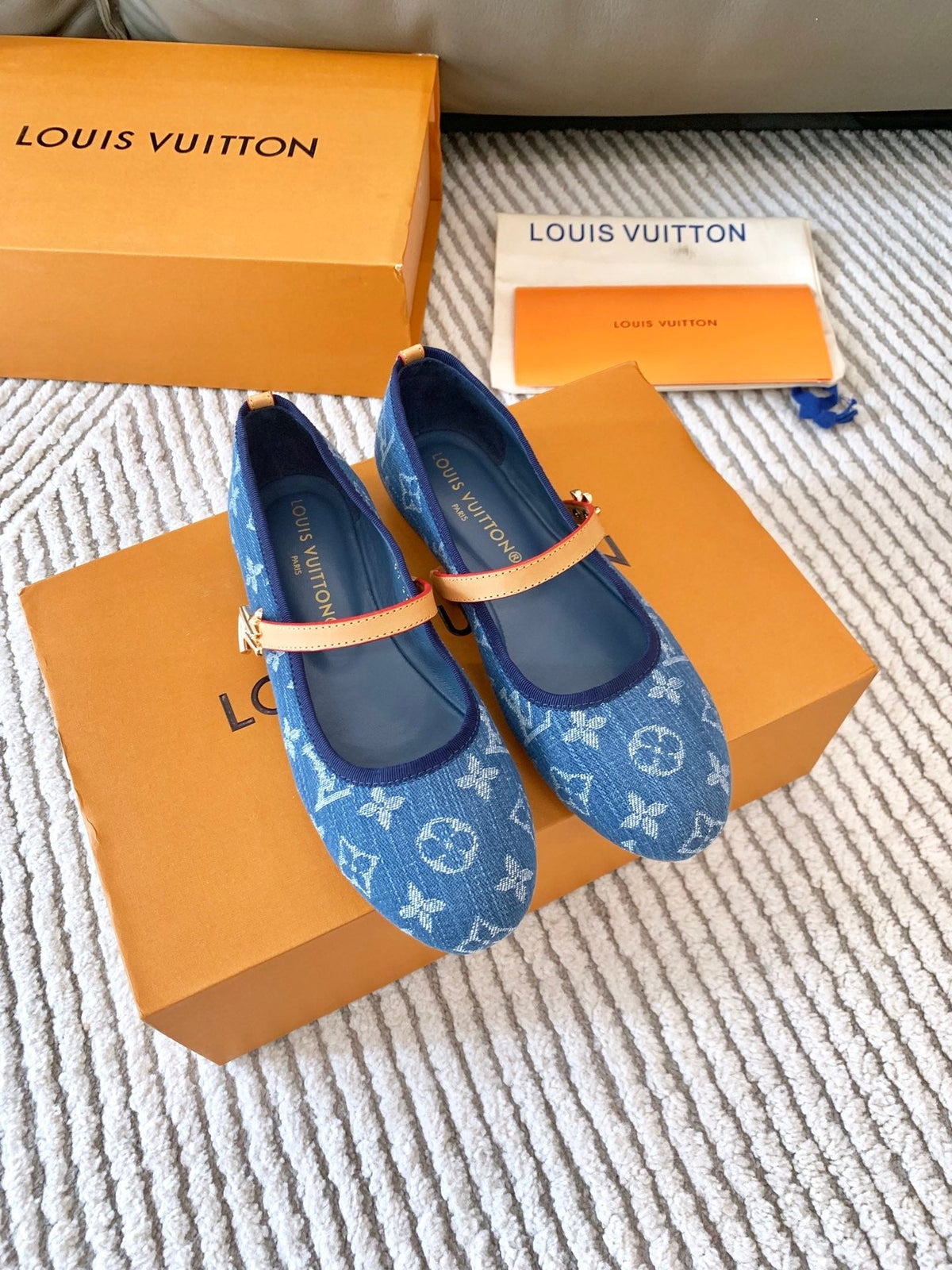 LV Romy Flat Ballerina Dark Blue Monogram Jacquard Fabric