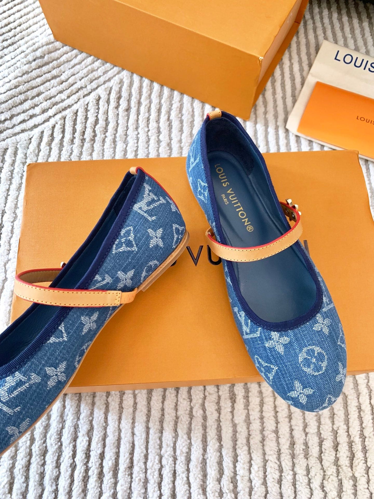 LV Romy Flat Ballerina Dark Blue Monogram Jacquard Fabric