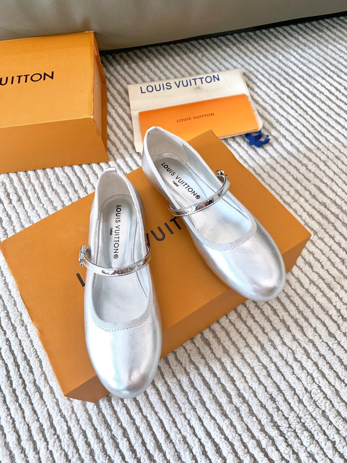 LV Romy Flat Ballerina Metallic Silver Lambskin