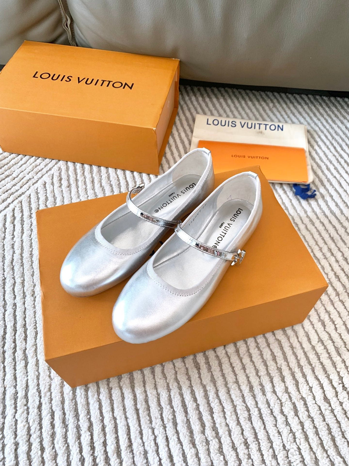 LV Romy Flat Ballerina Metallic Silver Lambskin