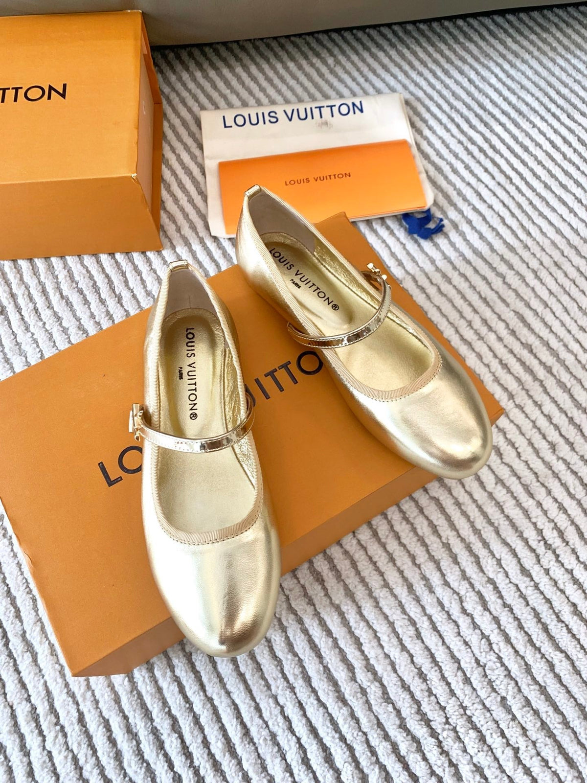 LV Romy Flat Ballerina Metallic Gold Lambskin