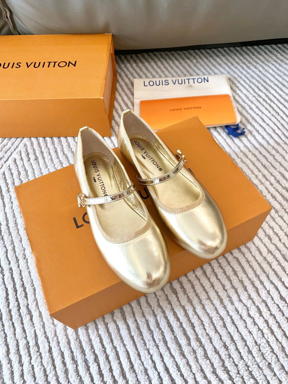 LV Romy Flat Ballerina Metallic Gold Lambskin