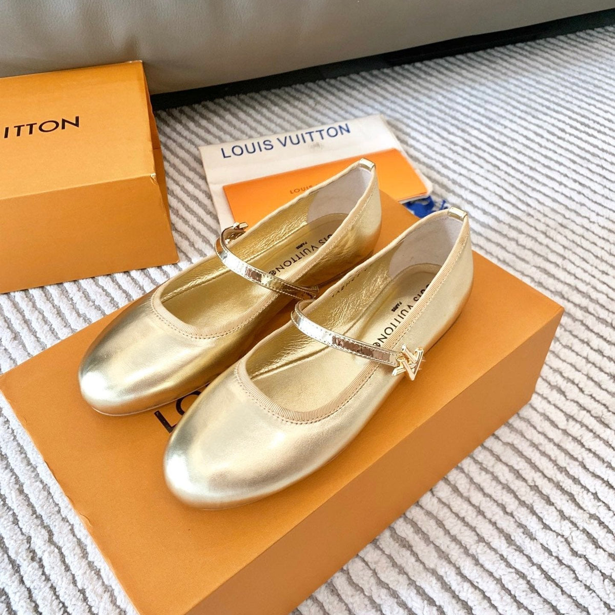 LV Romy Flat Ballerina Metallic Gold Lambskin
