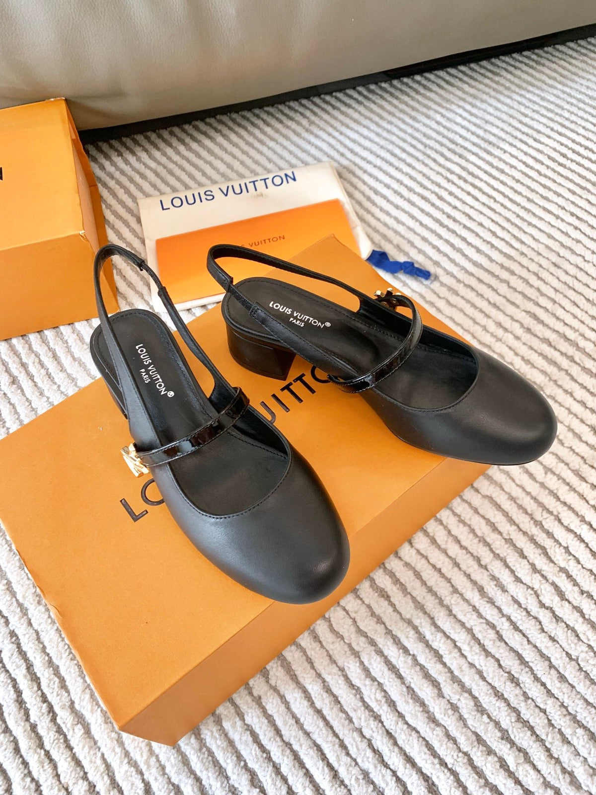 LV Romy Slingback Pump Plain Black Lambskin