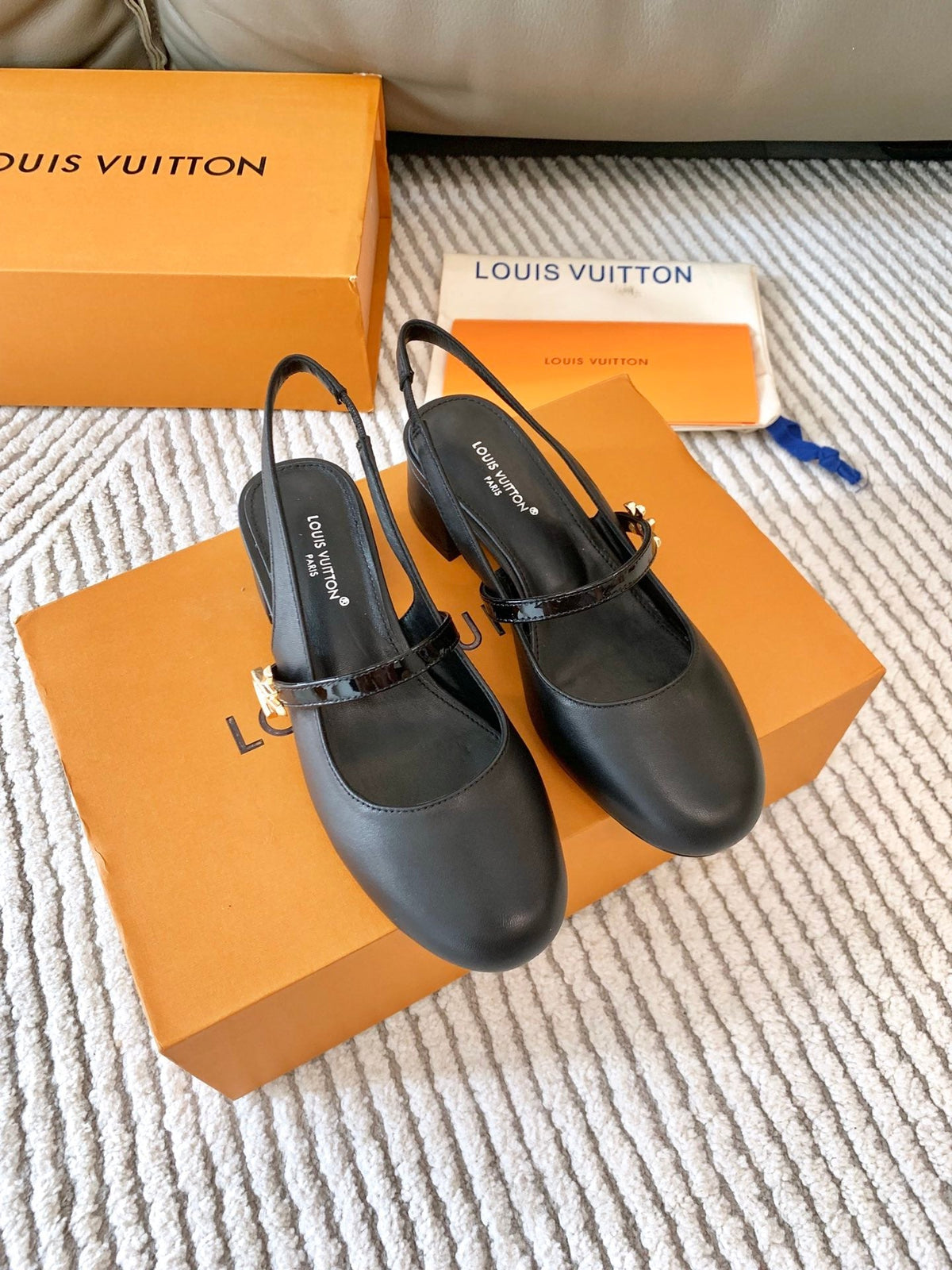 LV Romy Slingback Pump Plain Black Lambskin