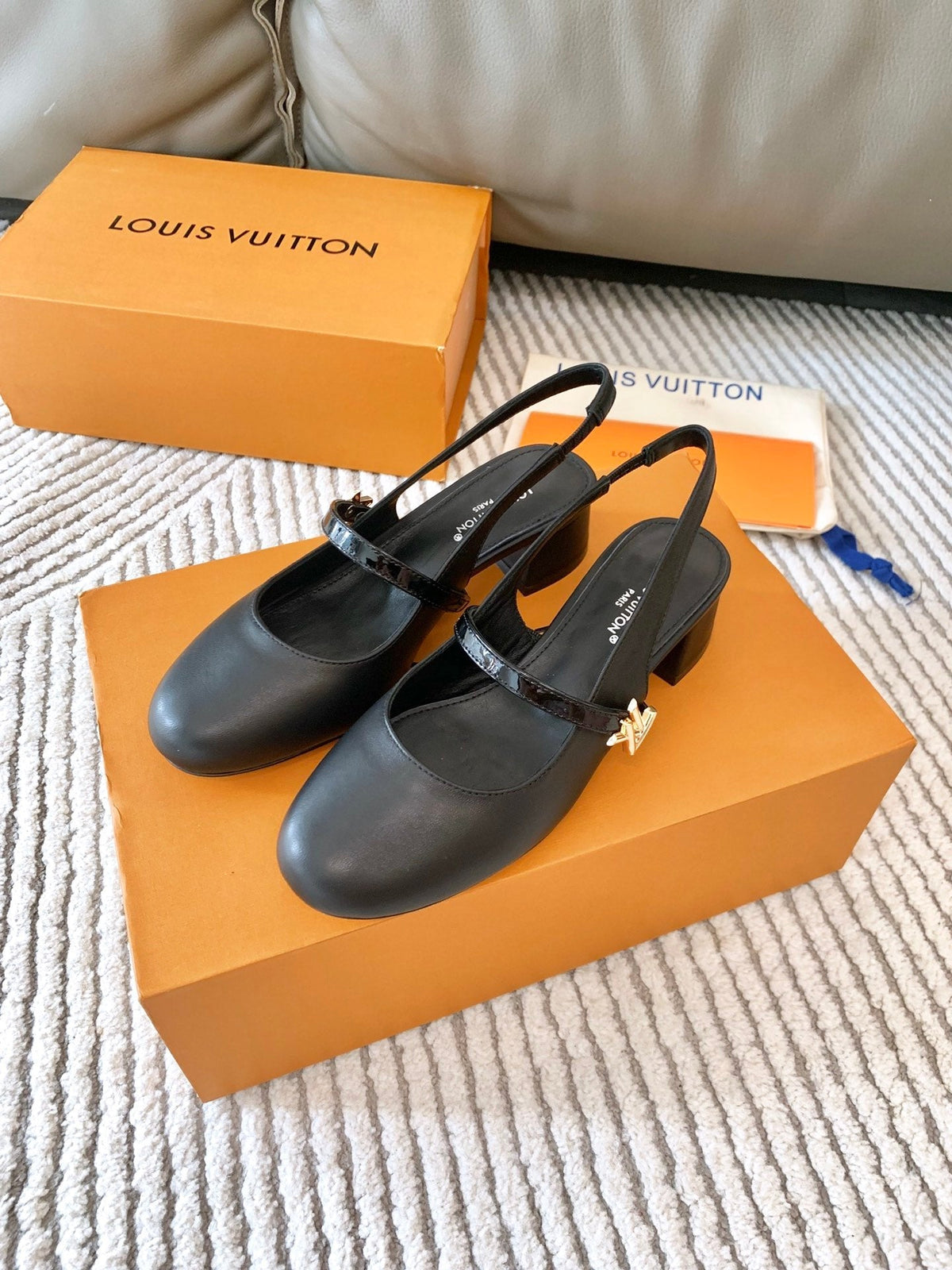 LV Romy Slingback Pump Plain Black Lambskin
