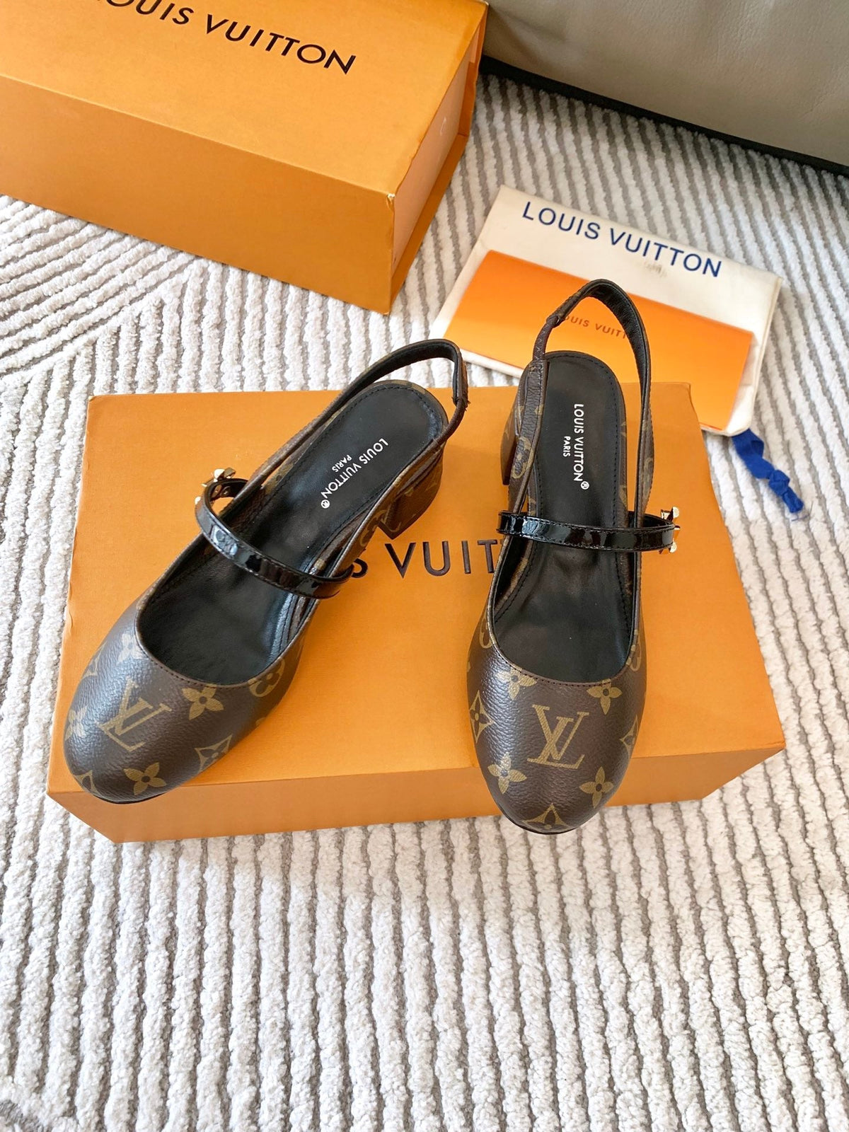 LV Romy Slingback Pump Dark Brown Monogram Lambskin