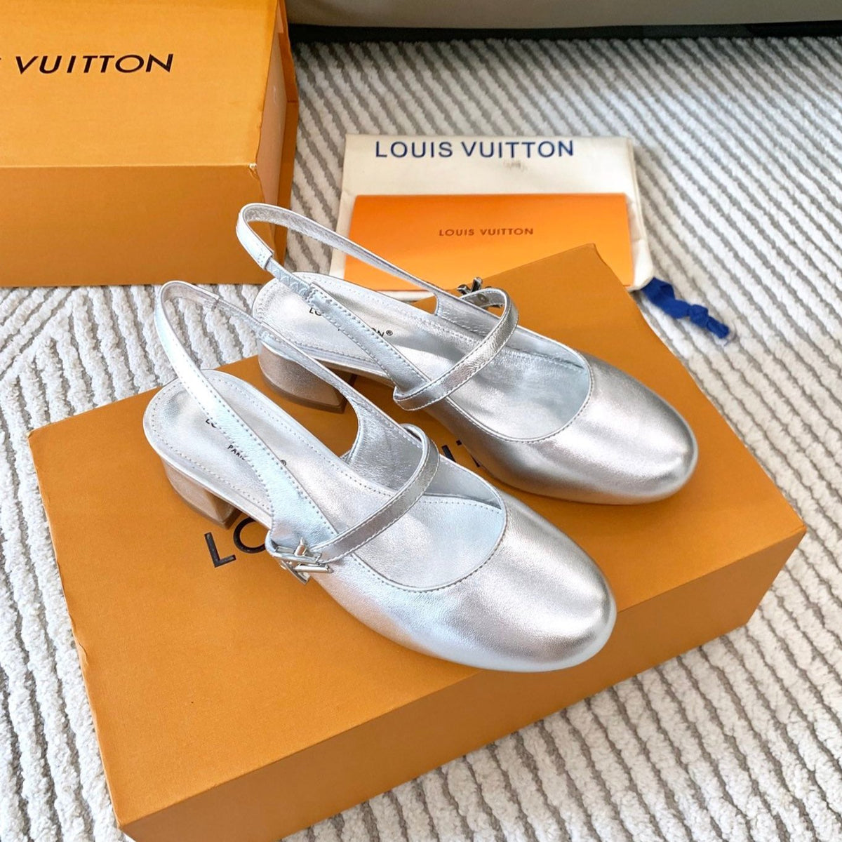 LV Romy Slingback Pump Metallic Silver Lambskin