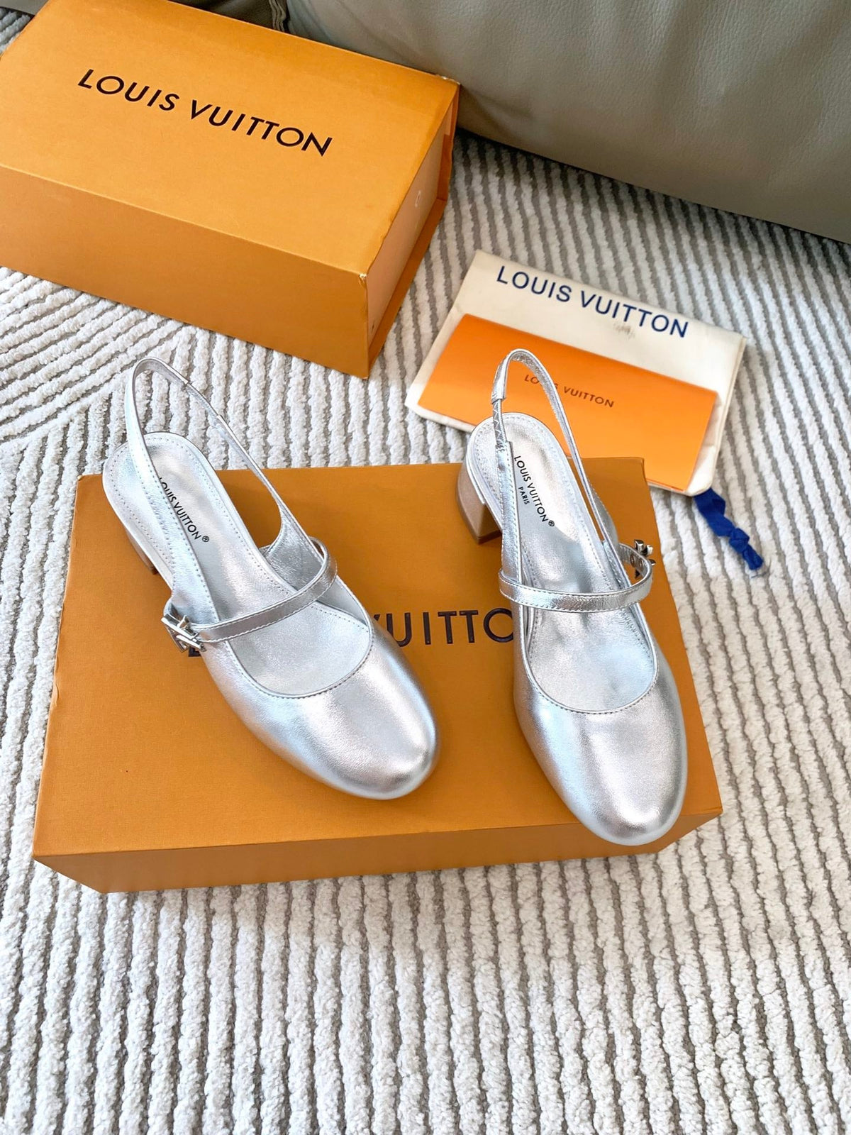 LV Romy Slingback Pump Metallic Silver Lambskin