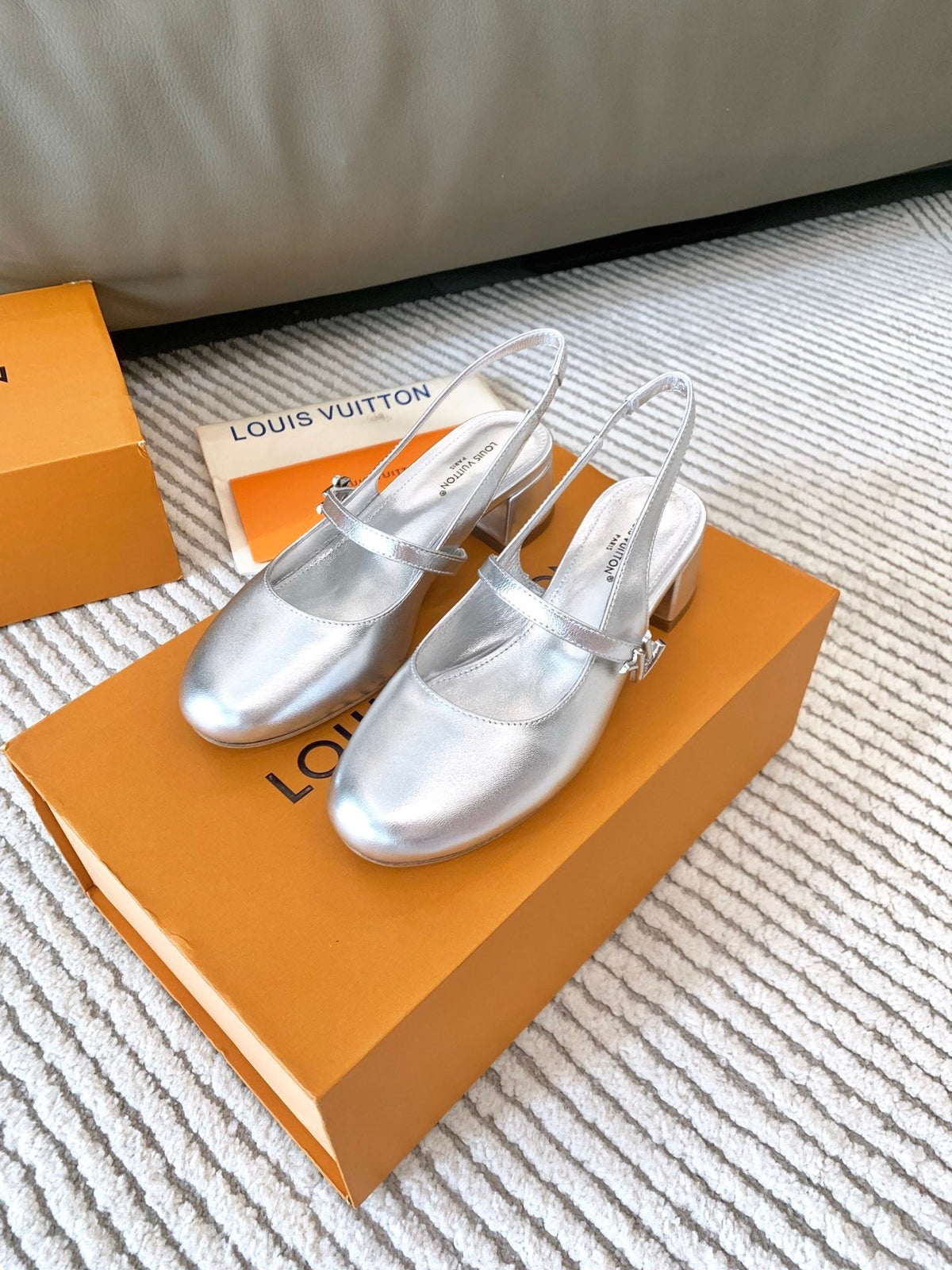 LV Romy Slingback Pump Metallic Silver Lambskin