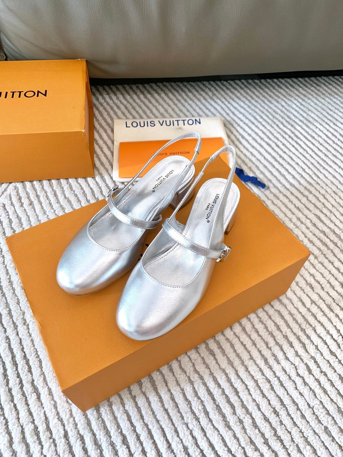LV Romy Slingback Pump Metallic Silver Lambskin