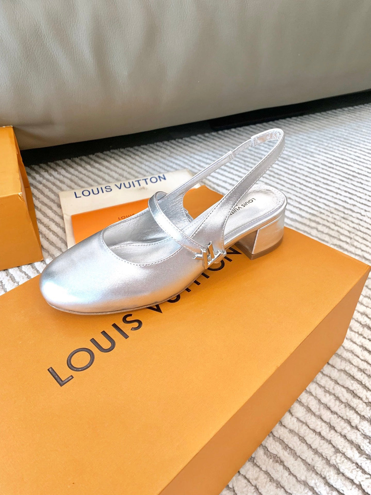 LV Romy Slingback Pump Metallic Silver Lambskin
