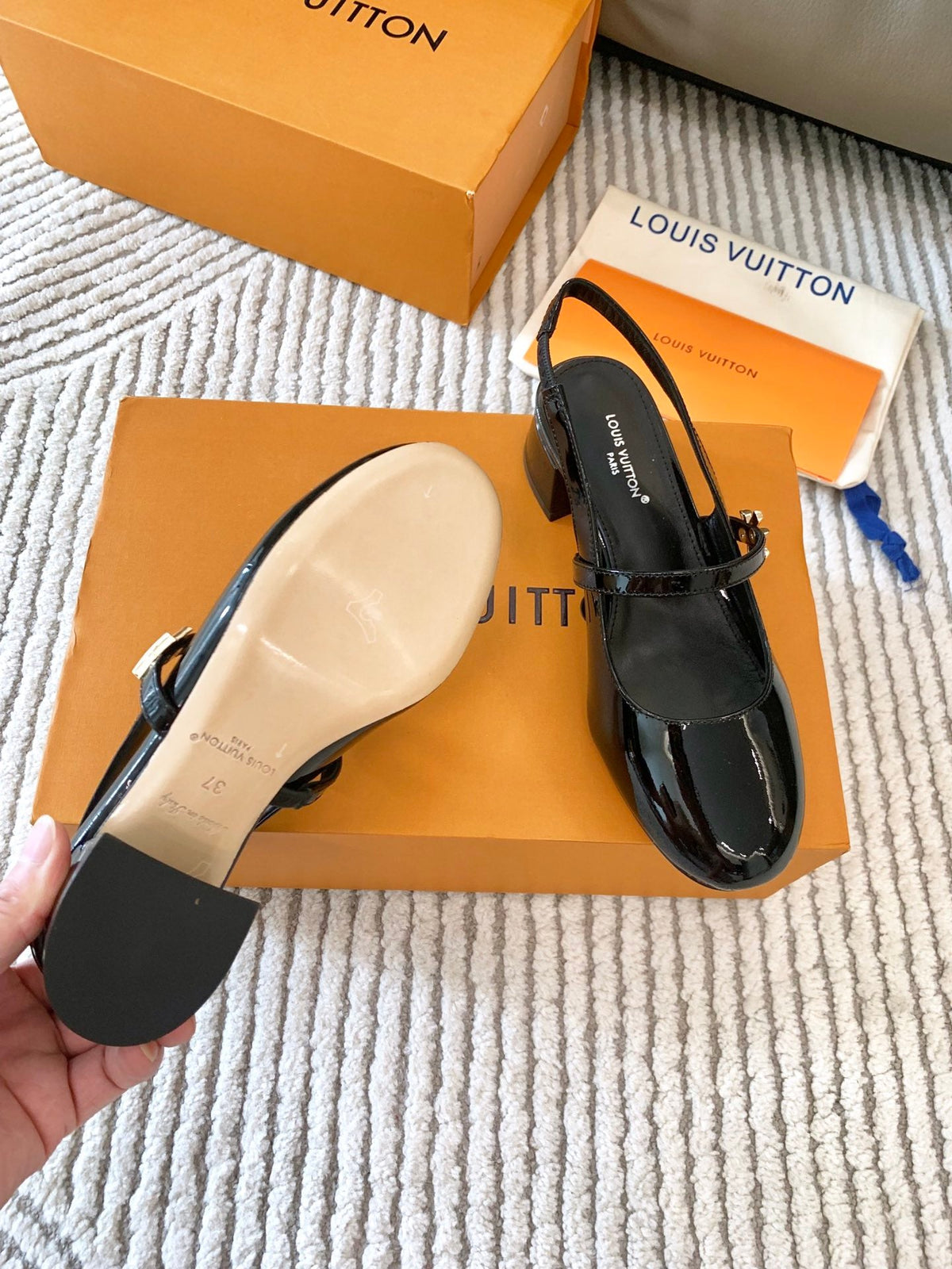 LV Romy Slingback Pump Gloosy Black Lambskin