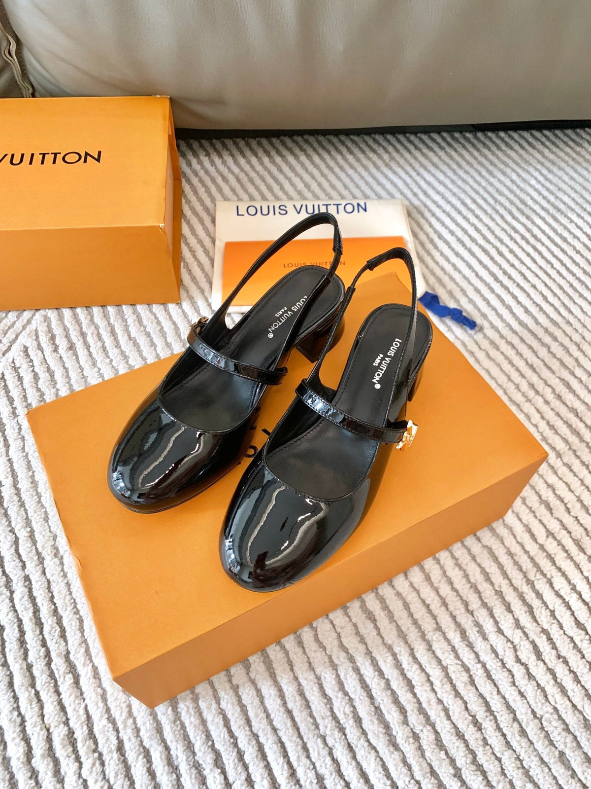 LV Romy Slingback Pump Gloosy Black Lambskin