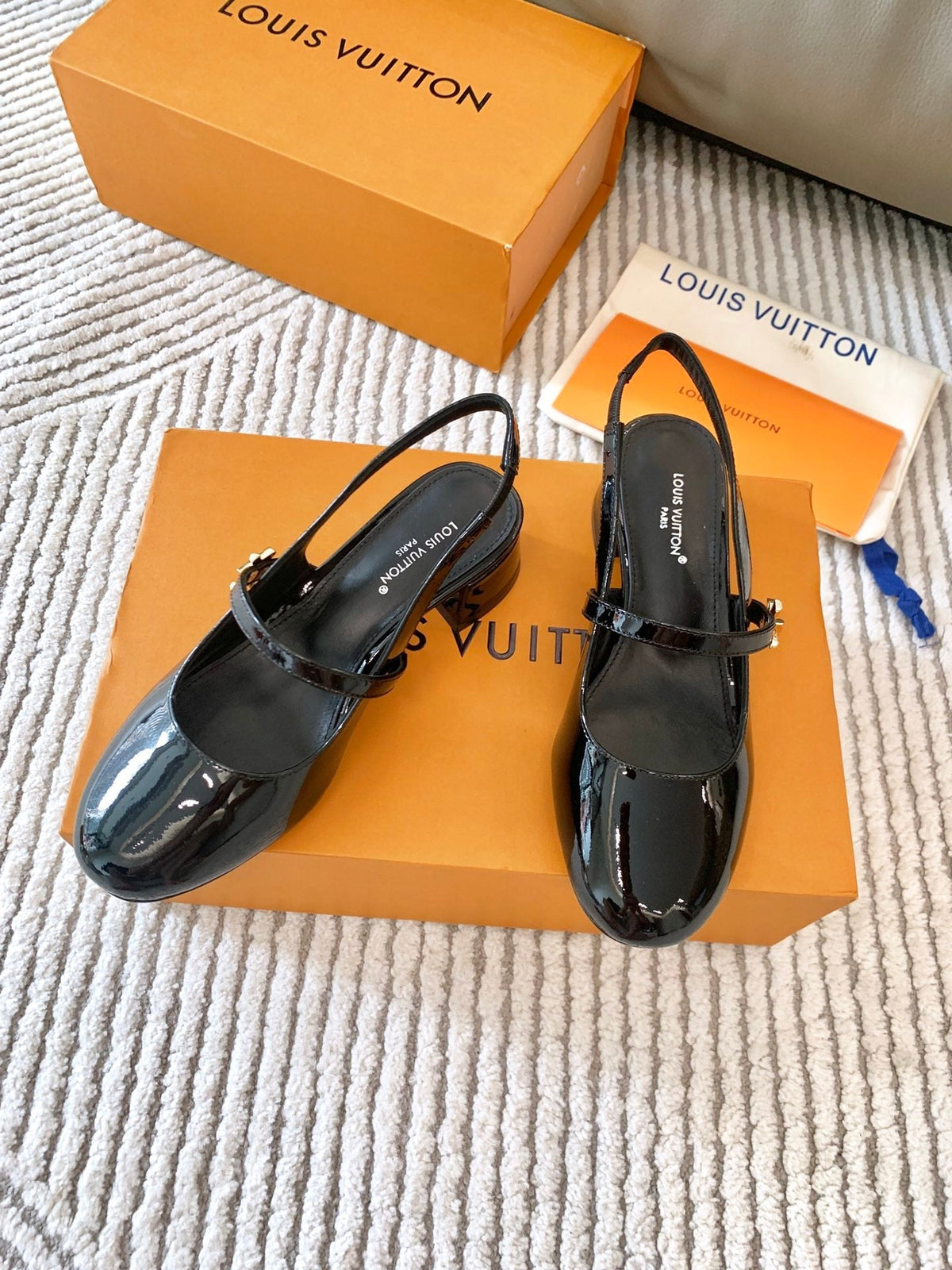 LV Romy Slingback Pump Gloosy Black Lambskin