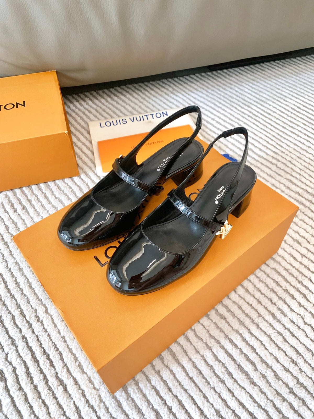 LV Romy Slingback Pump Gloosy Black Lambskin