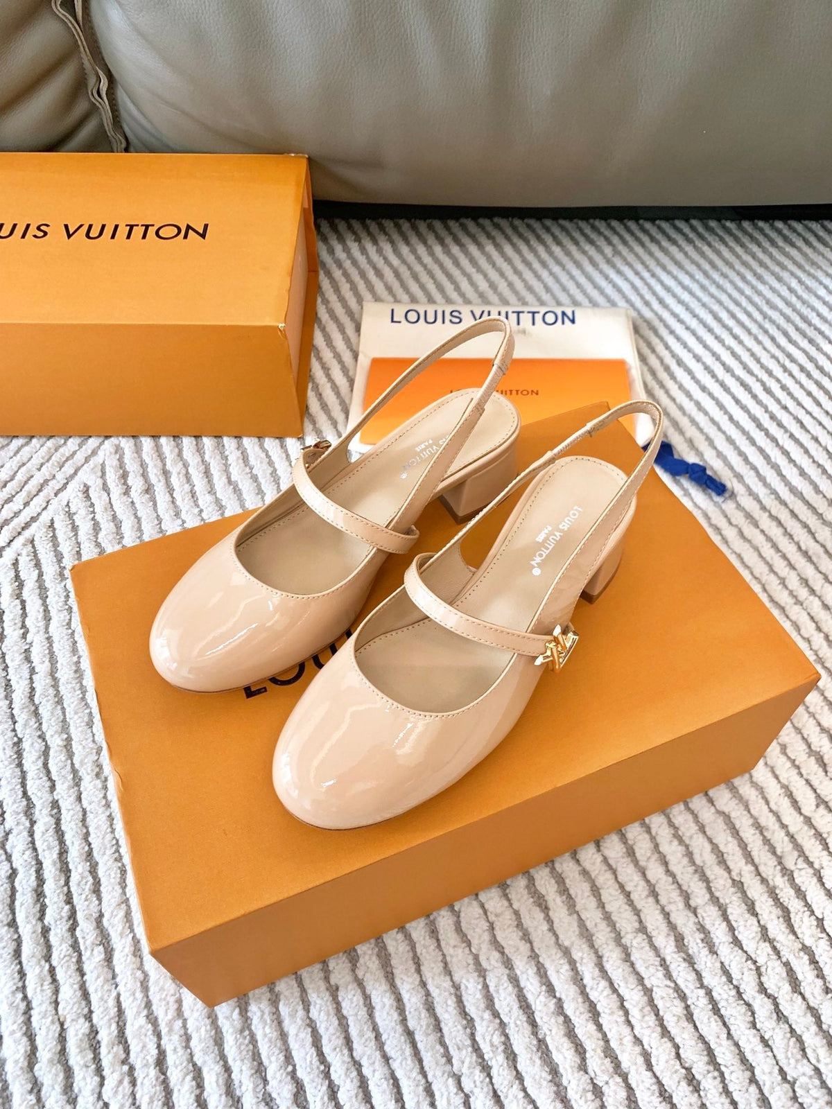 LV Romy Slingback Pump Gloosy Beige Lambskin