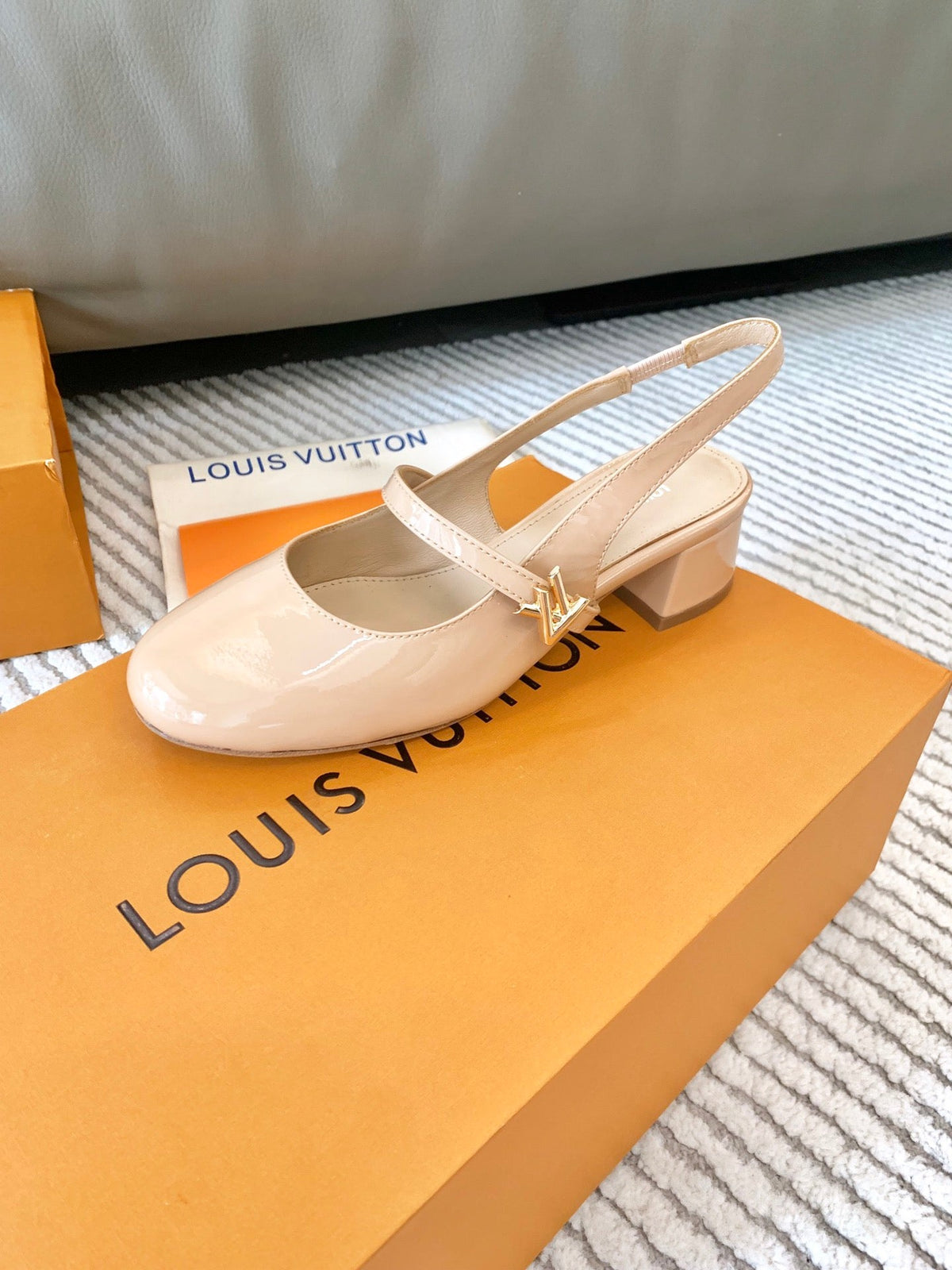 LV Romy Slingback Pump Gloosy Beige Lambskin