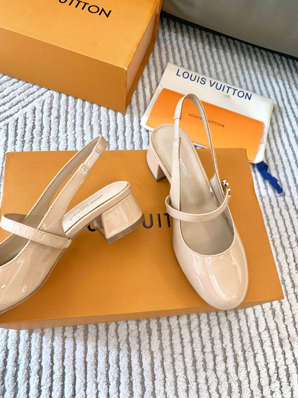 LV Romy Slingback Pump Gloosy Beige Lambskin