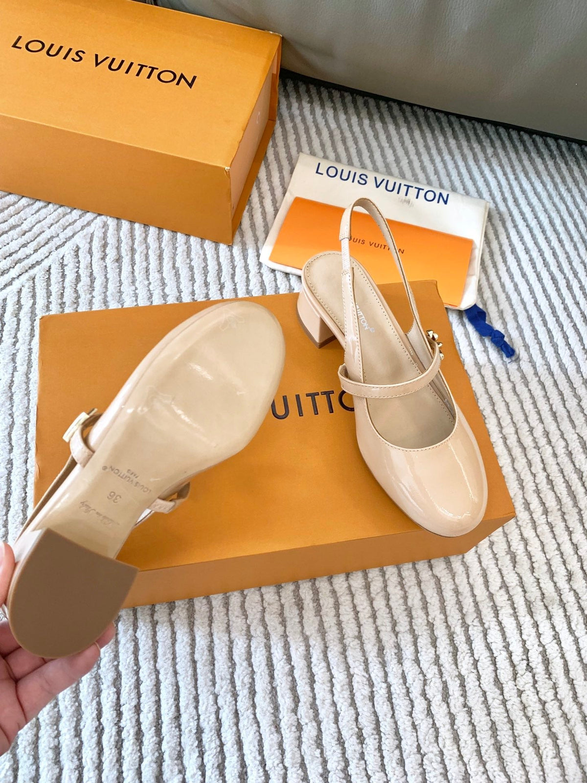 LV Romy Slingback Pump Gloosy Beige Lambskin