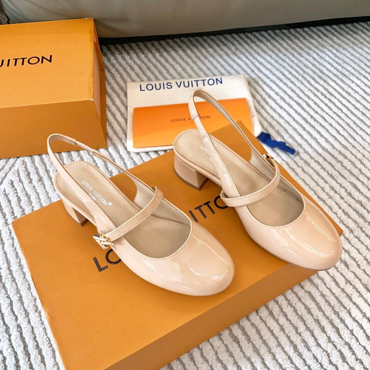 LV Romy Slingback Pump Gloosy Beige Lambskin