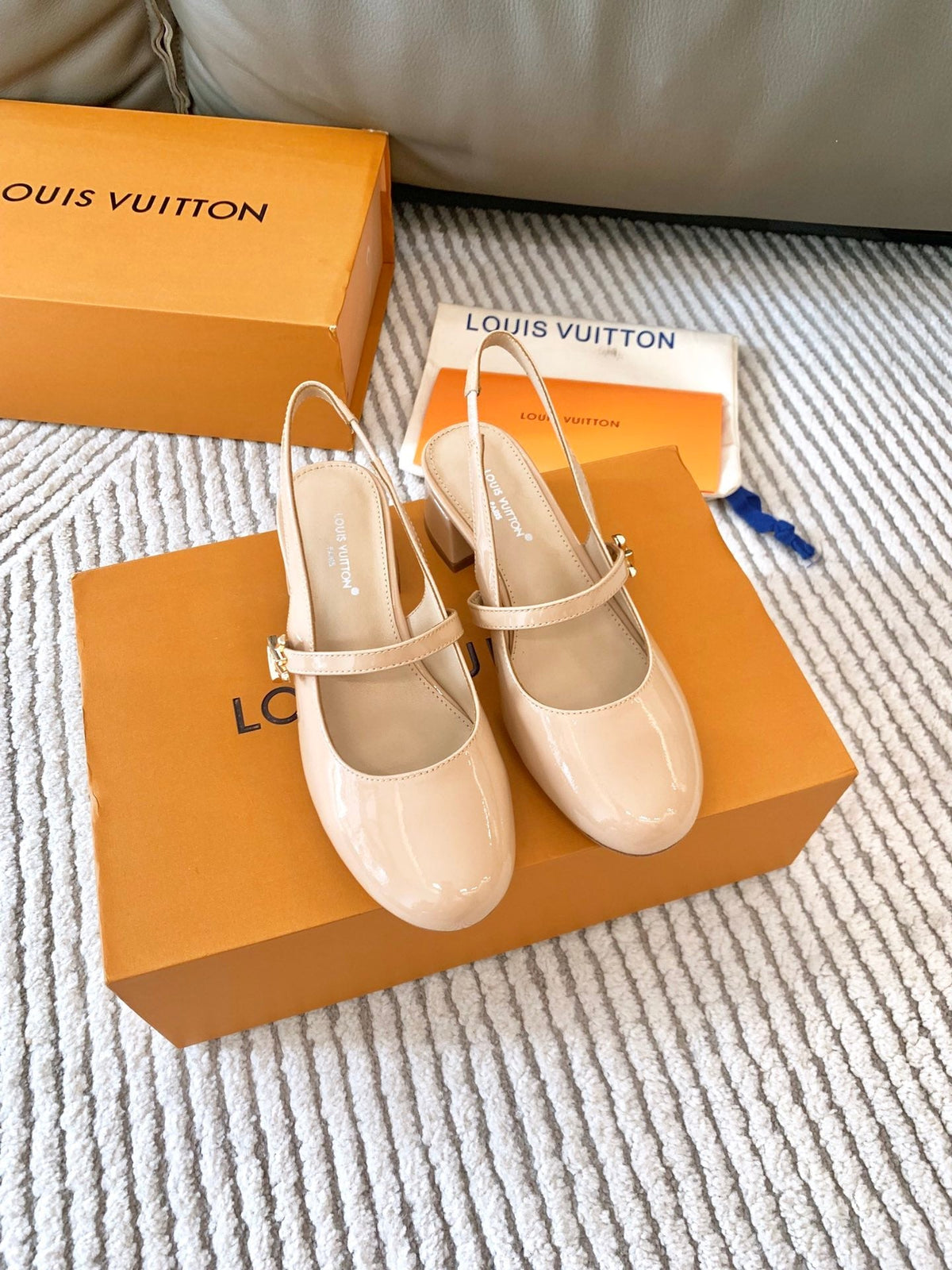 LV Romy Slingback Pump Gloosy Beige Lambskin