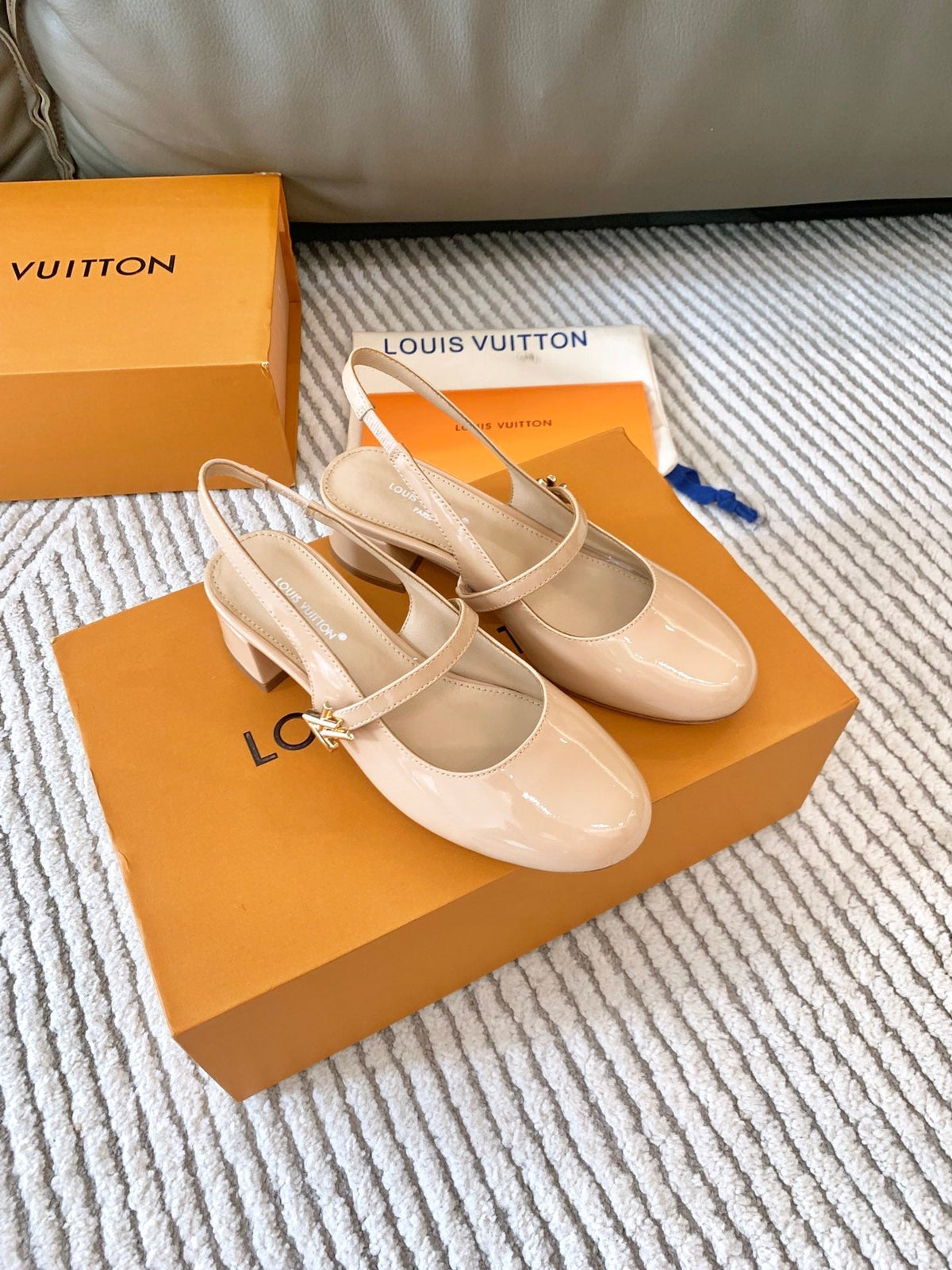 LV Romy Slingback Pump Gloosy Beige Lambskin