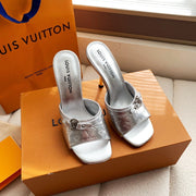 LV 26s High Heels 95 Slippers Sliver Sheepskin 614988
