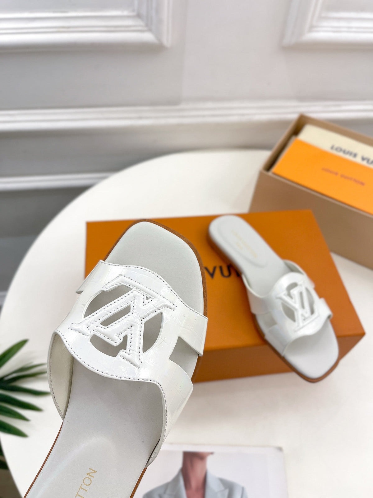 isola flat mule white calfskin