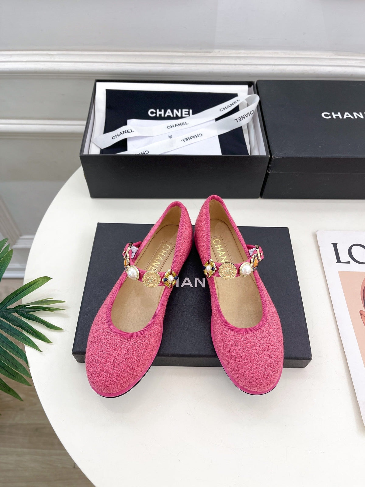 CC Ballet Flats 10mm Dark Pink Wool Tweed And Fabric 948828
