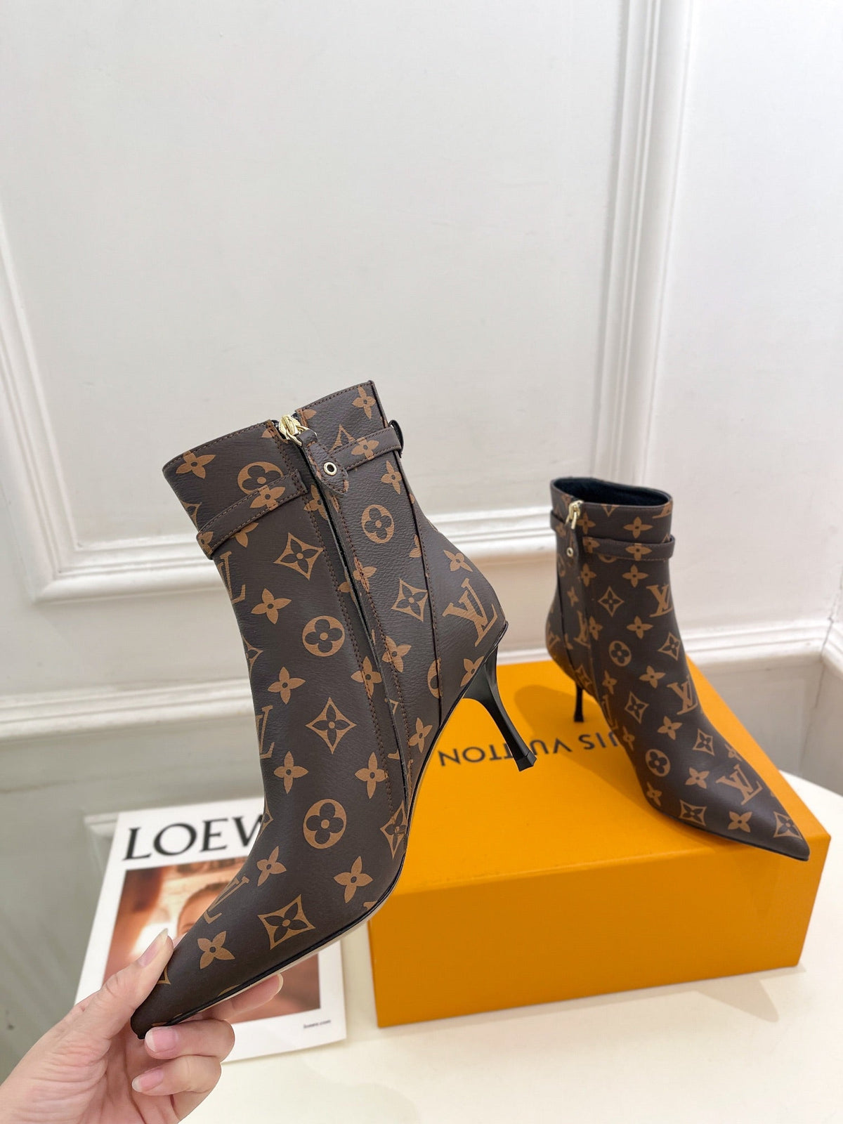 LV Stellar Ankle Boot 70mm Dark Brown Monogram Calfskin