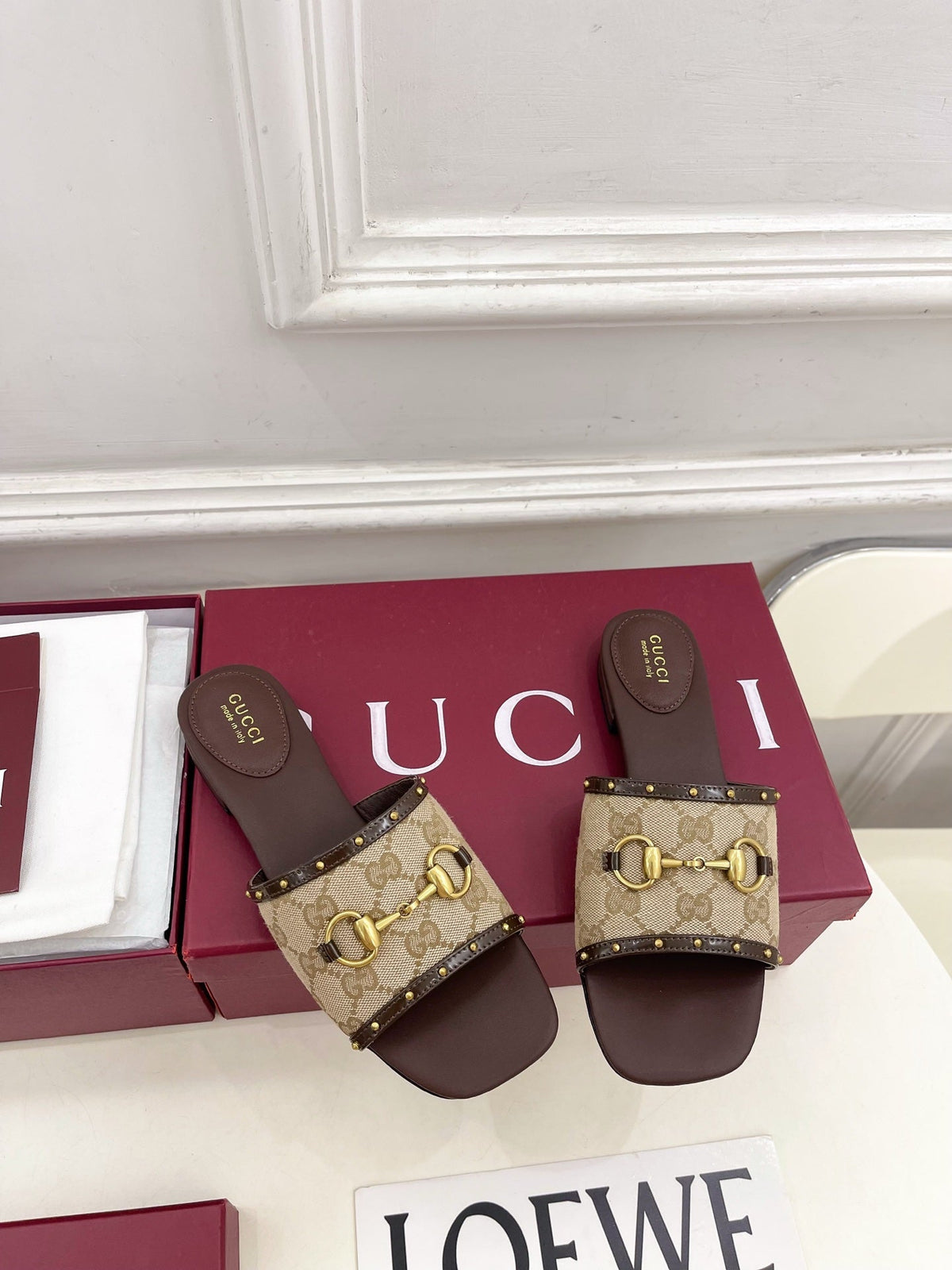 Gucci 2026 Horsebit Studded Sandals Canvas 946538