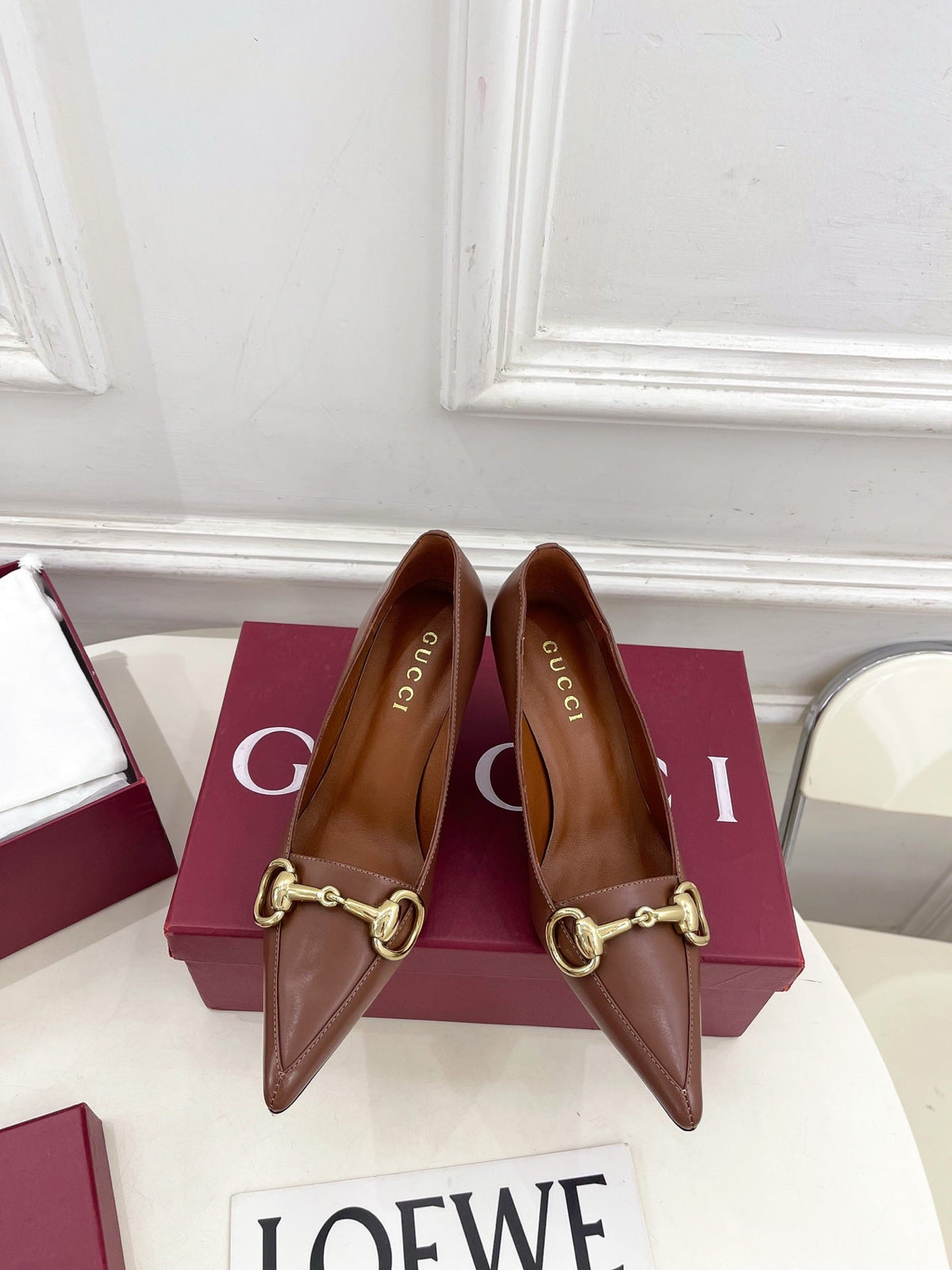 Gucci 2026 Boulevard Embossed Pumps 70mm Leather 946659